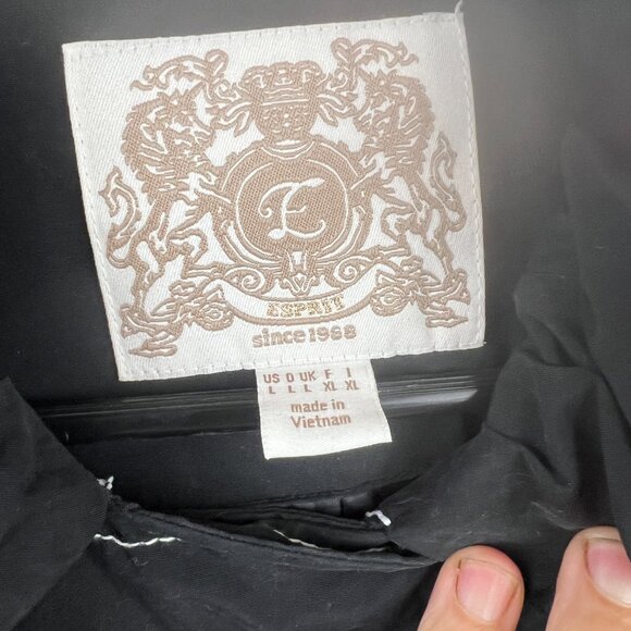 ESPRIT Womens Y2K Black Double Breasted Black Trench Coat Size L - Picture 4 of 7